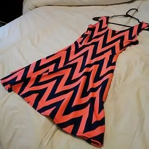 Navy blue and Coral Dress